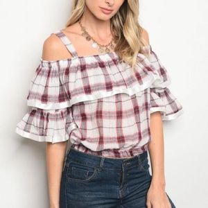 Wine Plaid Top